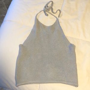 Baby blue knit halter top